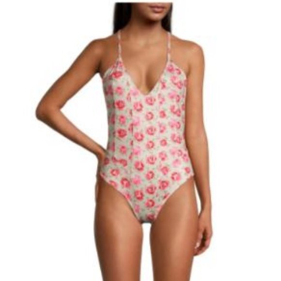 LoveShackFancy Shailee One-Piece Swimsuit; Floral Cherry